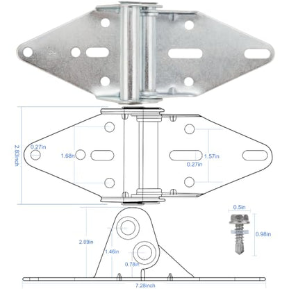 2-Pack #4 Garage Door Hinges, Heavy Duty 14 Gauge Galvanized Steel - size: #4