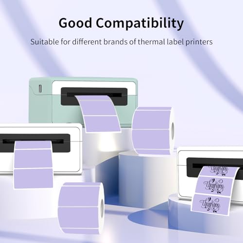 2x1 Inch Thermal Labels, Purple Thermal Printer Stickers, Waterproof Self-Adhesive Shipping Label Printer Sticker for Barcode, Name, Address, 300 Labels/Roll - color: Purple, size: 1*2 inch/1 roll