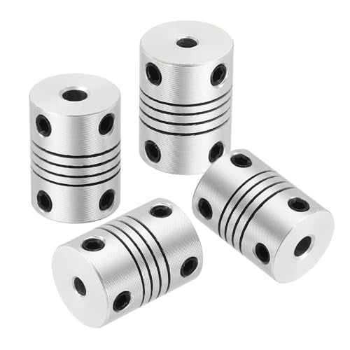 uxcell 4Pcs Flexible Couplings 3.17mm to 4mm Aluminum Alloy Joint Connector - size: 3.17mm to 4mm, style: D15 x L20mm