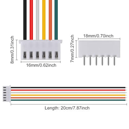 ACEIRMC 10Pairs JST-XH Connector Kit, XH 2.54mm 6 Pin Header Male and Female Connectors Plug Adapter with Flat Wire Cable 200mm 26AWG Compatible with JST XH (6P) - color: 6P