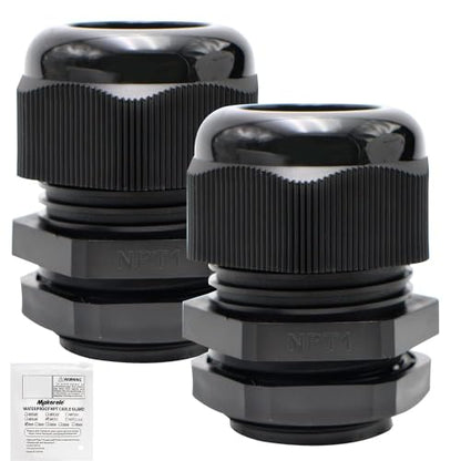 MAKERELE 2Pcs 1” NPT Cable Gland Connector, IP68 Waterproof - color: Black, size: 1" 2pcs BAG