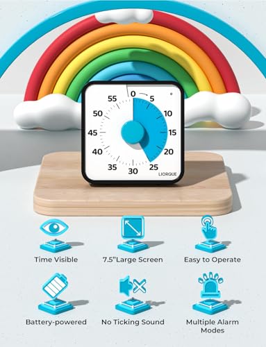 LIORQUE 7.5-Inch Large Visual Timer, 60-Minute Classroom Timer Magnetic - color: Dark Blue