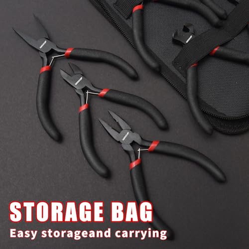 WISEUP 8-Piece Mini Pliers Set, for Crafting, Electronics & Jewelry Making