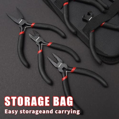 WISEUP 8-Piece Mini Pliers Set, for Crafting, Electronics & Jewelry Making