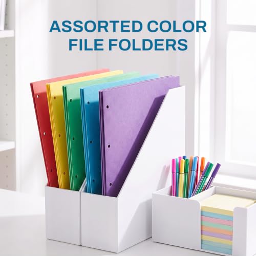 SUNEE Folders with Pockets 3 Hole Punched(50 Pack, Blue), 2 Pocket Folders Fit Letter Size Paper, Paper File Folder for School Office Home Bussiness - color: Blue