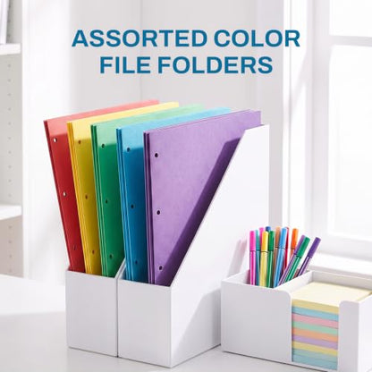 SUNEE Folders with Pockets 3 Hole Punched(50 Pack, Blue), 2 Pocket Folders Fit Letter Size Paper, Paper File Folder for School Office Home Bussiness - color: Blue