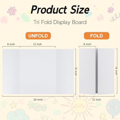 4 Pack Trifold Poster Board, 16x24 White Presentation Display Board - size: 16x24, style: 4 Pack