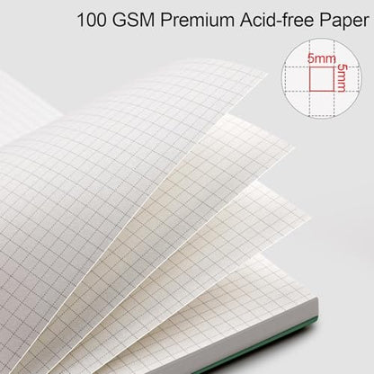 AHGXG Spiral Graph Paper Notebook, 110 Pages, A4 (8.5" x 11") - color: Green, style: A4-Graph