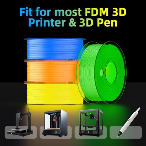 95A TPU 3D Printer Filament Bundle,Glow in The Dark 250g 4 Spools - color: Blue+green+orange+yellow
