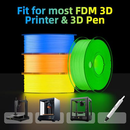 95A TPU 3D Printer Filament Bundle,Glow in The Dark 250g 4 Spools - color: Blue+green+orange+yellow