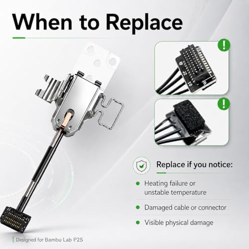 Genuine Bamboo Lab P2S Hotend Heating Assembly Kit Compatible for Bambu Lab P2S, Ceramic Zirconia Heat-Insulating Base, Quick-Change Heater Cartridge & Thermistor Sensor 3D Printer Replacement Part - size: 1-Pack Hotend Assembly