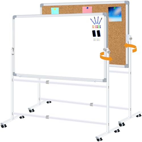 40"x30" Mobile Whiteboard Magnetic Dry Erase Board with Rolling Stand Portable Single-Sided White Board for Classrooms, Offices, Conference Rooms and Home