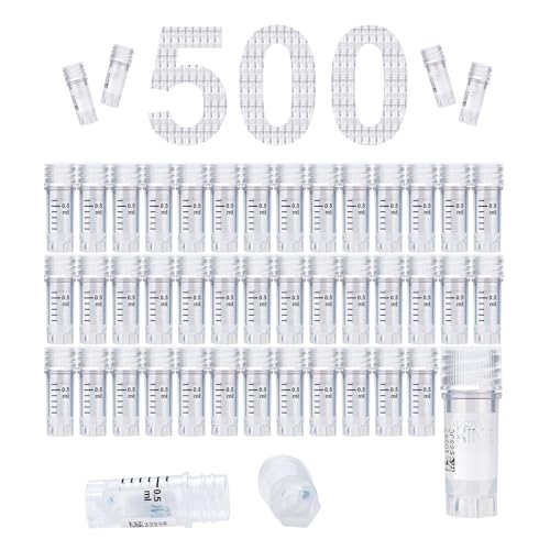 0.5ml Cryovials, Side-Coded, External Thread, Clear, 500Pcs - color: Clear, size: 0.5ml