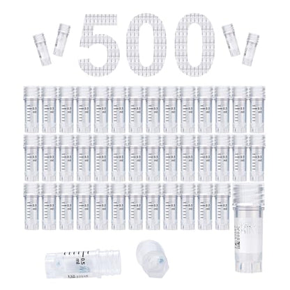 0.5ml Cryovials, Side-Coded, External Thread, Clear, 500Pcs - color: Clear, size: 0.5ml
