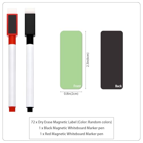 72 pcs Dry Erase Magnetic Labels, VEINARDYL 2.3" x 0.8" Reusable Magnetic Name Tag Labels with 2 Pens, Colored Magnetic Sticky Notes for Whiteboard Fridge Students Locker Office Home - color: Full Color, size: 2.3" x 0.8" - 72 pcs
