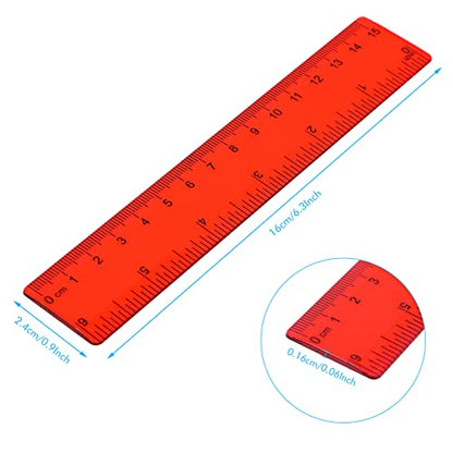 Zonon 50 Pcs 6''/12'' Plastic Rulers Bulk Flexible Straight (Pack of 2) - color: Colorful, size: 6inch (Pack of 2)