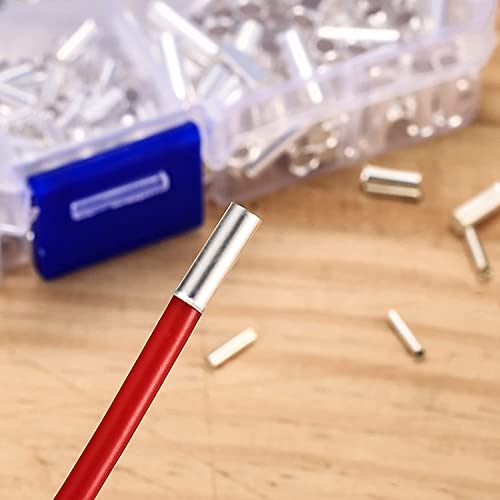 650 Pcs 7 Sizes Wire Ferrules Kit, Tinned Copper Crimp Connectors, 22-18 AWG 16-14 AWG 12-10 AWG Non Insulated Electrical Cable Pin Cord End Terminals, Wire Copper Crimp Fitting Ferrules