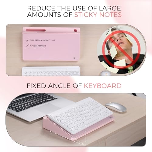 TOWON Compact Glass Desktop Whiteboard with Storage 12x7 in, Pink - color: Pink