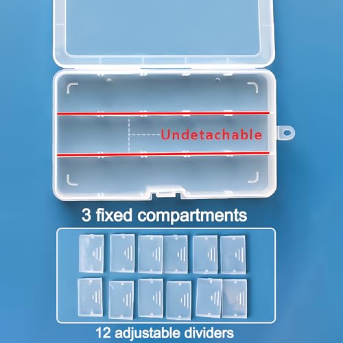Qualsen Bead Organizer Box with Adjustable Dividers, 15 Girds, 4 Pack - size: 15 Gird-4pcs