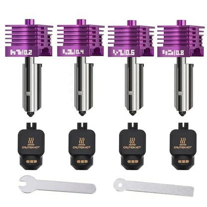 4PCS 0.2+0.4+0.4+0.6MM Hotend Kit for Bambu Lab P2S/A1/A1MINI/A2L/H2D/H2C - color: Purple, size: 0.2mm+0.4mm+0.4mm+0.6mm