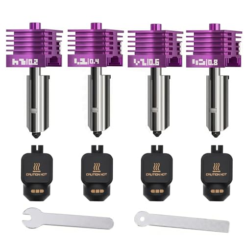 4PCS 0.2+0.4+0.4+0.6MM Hotend Kit for Bambu Lab P2S/A1/A1MINI/A2L/H2D/H2C - color: Purple, size: 0.2mm+0.4mm+0.4mm+0.6mm