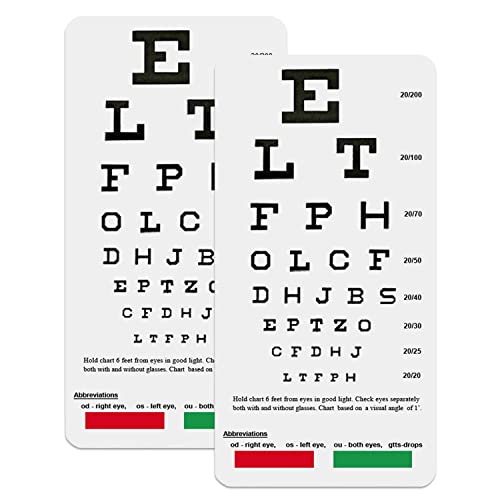 PECULA 2 PCS Eye Chart, Pocket Eye Charts, Snellen and Rosenbaum Pocket Eye Chart for Eye Exams (2 in 1) - color: 2* PECULA