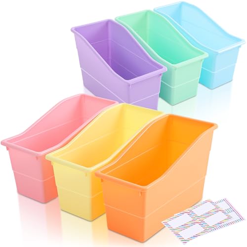 Blosssound Book Bins for Classroom Library, 6 Set, Pastel - color: Pastel