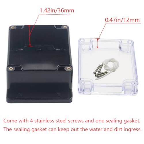 Junction Box IP65 Waterproof ABS Plastic Electrical Project Case Power Junction Boxes, Clear Cover Project Box with Fixed Ear 4.53x3.54 x2.17 inch (115 x 90 x55 mm) - color: Clear, size: 4.53"x3.54"x2.17"
