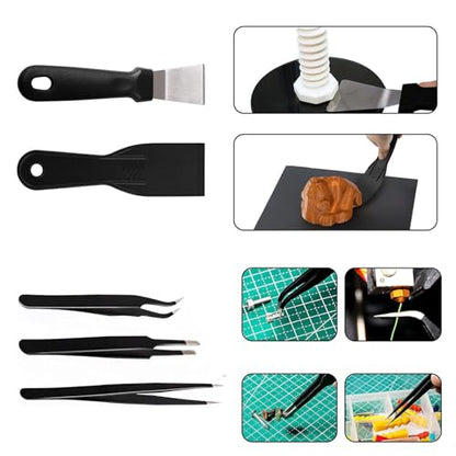 3D Printer Cleaning Tool Kit 3D Nozzle Cleaning Kit for Bambu Tools 3D Tool Kit Deburring Tool Needle to Clean Nozzle Scraper Wire Cutter, Drill, Scraper for Remove, Finishing, Craving, Drilling