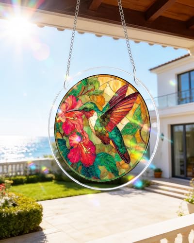 KaayeeWood Acrylic Suncatcher Puzzle, Emerald Flame Hummingbird-14.9 in - color: Emerald Flame Hummingbird, size: 14.9 in