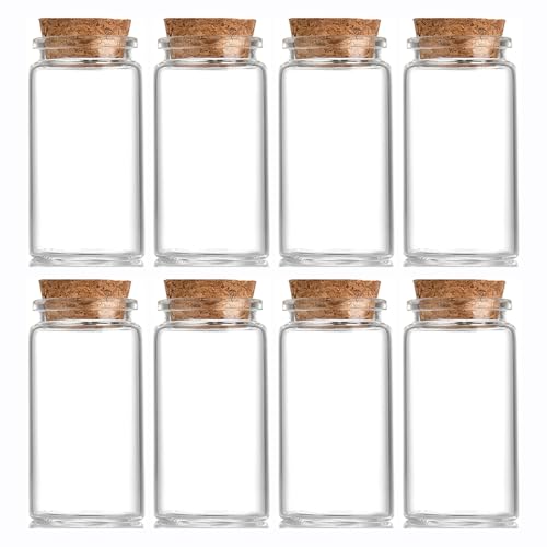 8 pcs 50ml Small Glass Bottles with Cork Stopper,Potion Bottles Halloween Candy Glass Bottle Decorative,Vials Jars,Cute Storage Jar,Wishing Bottle 37x70mm(1.46x2.76inch) - size: 37x70mm(1.46x2.76inch)