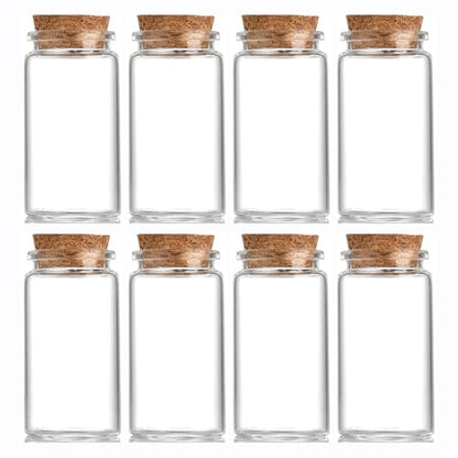 8 pcs 50ml Small Glass Bottles with Cork Stopper,Potion Bottles Halloween Candy Glass Bottle Decorative,Vials Jars,Cute Storage Jar,Wishing Bottle 37x70mm(1.46x2.76inch) - size: 37x70mm(1.46x2.76inch)
