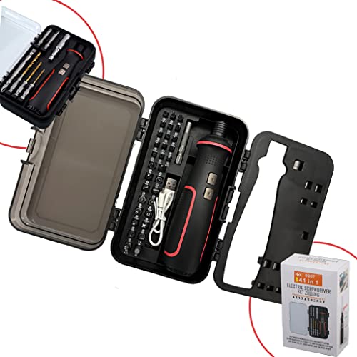 Electronic Precision Screwdriver Set LED Lights 41pcs in 1 Case S2 Alloy Steel HRC 56 Hardness Bits Space-saving Built-in 2000mAh Li-on Battery Easy Install or Remove (9907) - size: 9907