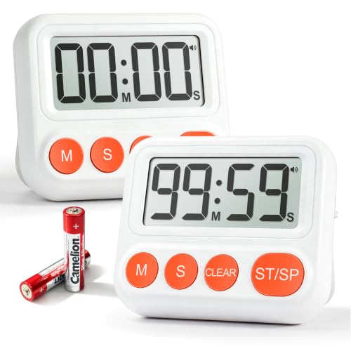 2 Pack Digital Timer for Classroom & Kitchen, Large LCD Countdown Timer