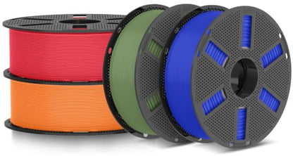 JAYO Matte PLA 3D Printer Filament Bundle 1.75mm, 1.1kg, 4-Pack - color: 4.4kg Red,orange,olive Green,blue