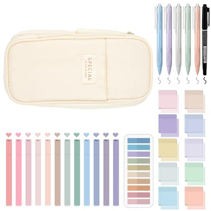 Jutom 39 Pcs Aesthetic Book Annotation Kit,Cream,Cute Style - color: Cream, style: Cute Style