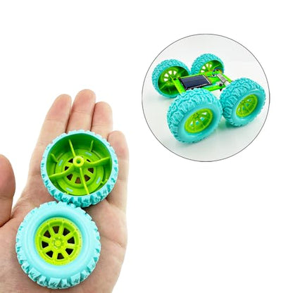 10PCS Toy Car Wheel RC Car Rubber Tire Wheel with 5PCS Shaft Round Rod Axles for RC Car Truck Robot DIY Model Toy Wheel Parts (2.5x48mm Blue) - style: 2.5x48mm Blue