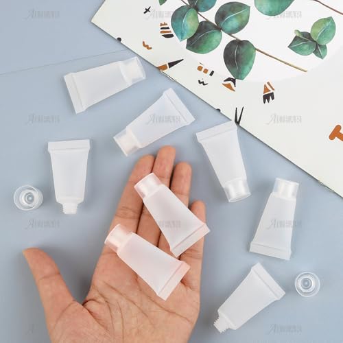 AUEAR, 24 Pack 5ml Empty Refillable Plastic Soft Tubes Squeeze Cosmetic Bottles Packing Sample Mini Containers for Body Lotion Shower Gel Shampoo Cleanser - color: 5 ml