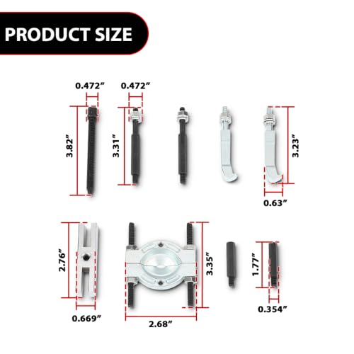 DOTCOM Mini Bearing Puller Separator Set 9-Piece 30-50mm Gear Pulley Removal Tool 45 Steel