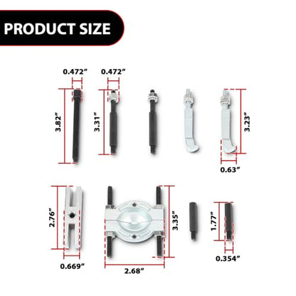 DOTCOM Mini Bearing Puller Separator Set 9-Piece 30-50mm Gear Pulley Removal Tool 45 Steel