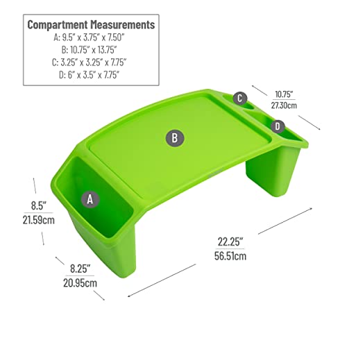 Mind Reader Kids Lap Desk, Portable Activity Tray with Side Storage, Stackable Plastic Desk for Drawing, Snacks, Study, Set of 2, Green - color: Green