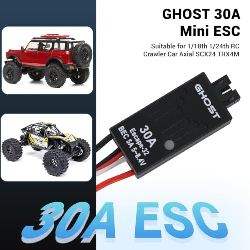 Ghost Brushless ESC 30A Electric Speed Controller with 5A BEC 5~8.4V for TRX4M 1/18 & SCX24 1/24 RC Crawlers Car with ESCape32 WiFi-Link Parameter Configuration Tool - color: 30a Esc