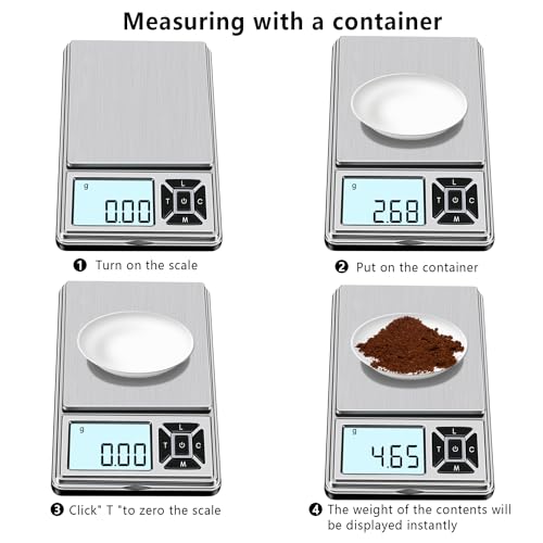 GRAM PRES Digital Pocket Gram Scale 300g x 0.01g Accuracy， Micro Mini High Precision Scale Digital Weight Grams and Oz for Jewelry, Diamond，Arrows, Powders, Herbs and Food,with 50g Cal Weights - color: Black-EU300