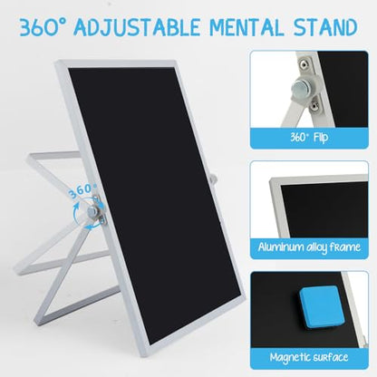Small Magnetic Chalk Board Easel 10"X14", Double-Sided Tabletop & Wall Hanging Chalkboard with 4 Chalks & Eraser, Desktop Mini Black Board Sign for Office Desk Home Menu School - size: 14"X10"
