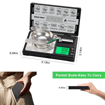 GRAM PRES High Precision Milligram Scale, Digital Mini Pocket Gram Scale - color: Black