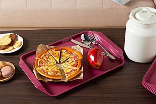Aebeky Plastic Fast Food Tray,16.7 by 11.8-Inch,Set of 12 (Wine Red) - color: Red
