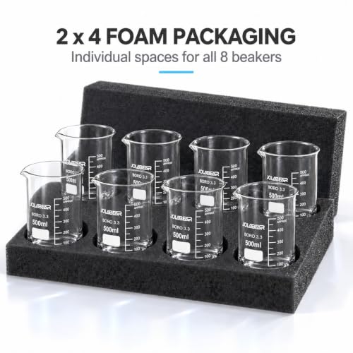 JOLABEAR 8-Pack 500 mL 3.3 Borosilicate Glass Lab Beakers, Griffin Low Form - size: 500ml 8pcs