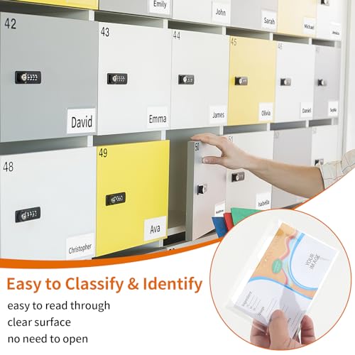 44 Pcs Storage Bin Labels, 3×5 in Index Card Holder, Clear Adhesive Pockets - size: 3×5 in