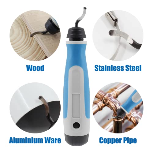 Deburring Tool Kit Edge Deburring Cutter Set, NG1000 Plastic Handle & 11pcs BS1010 Deburring Blades, Burr Remover for Metal, Plastic, Aluminum, Copper and Wood - size: NG1000 + 11pcs blades
