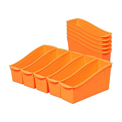 ECR4Kids Linking Storage Book Bins, Interlocking, 10-Piece, Neon Orange - color: Neon Orange
